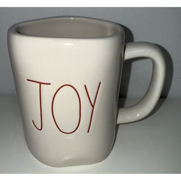 Rae Dunn "JOY" Ceramic Coffee Tea Mug Cup White Red Christmas Holiday - Picture 1 of 5